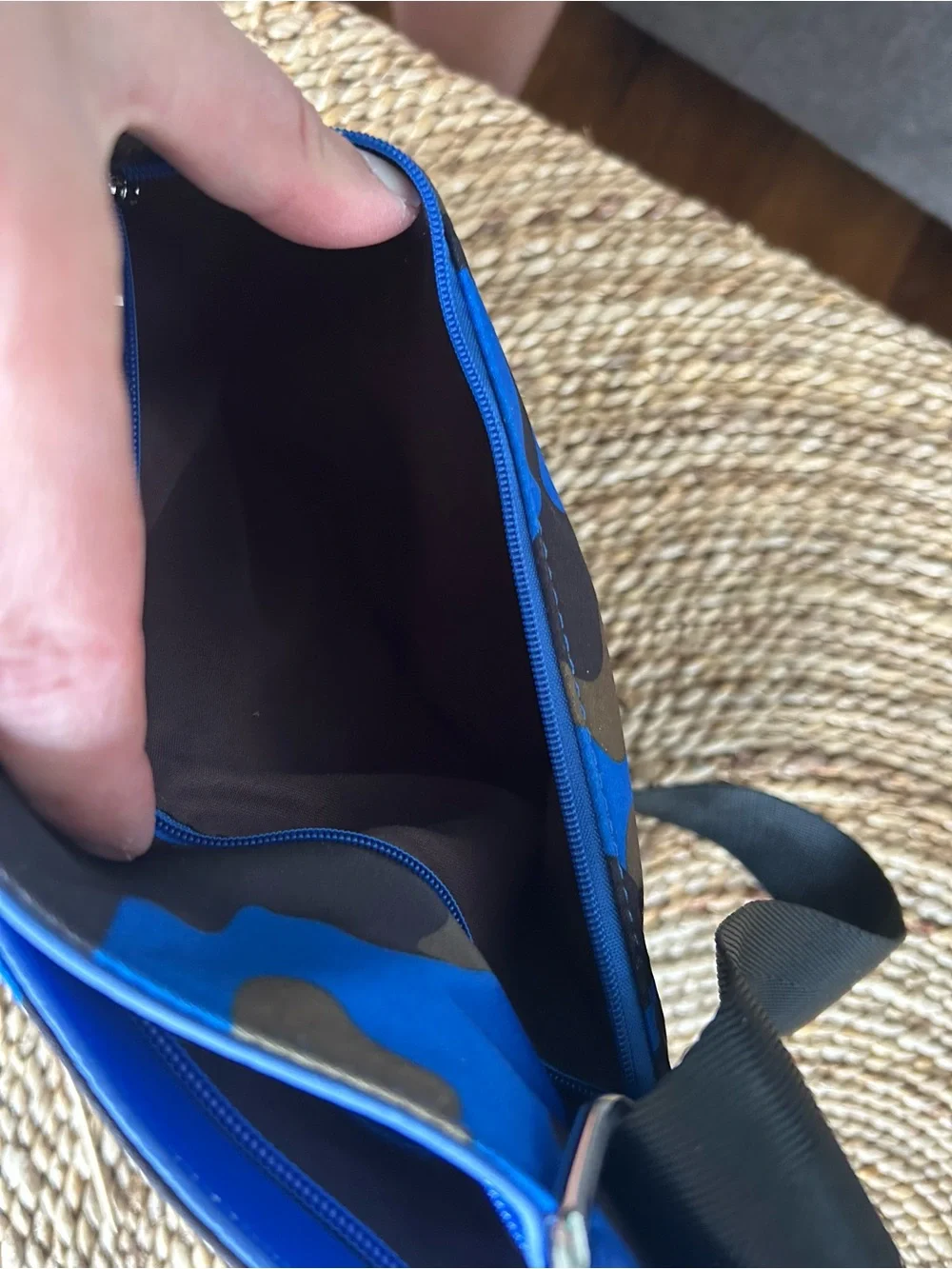 Ah Dorned brand blue camo crossbody bag